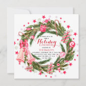 Holiday Luncheon Elegant Kerstmis Floral Wreator Kaart (Voorkant)