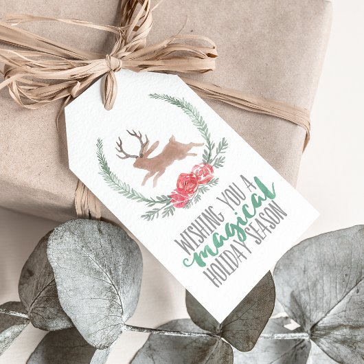 Holiday Magic | Kerstmis met Woodland Jackalope Cadeaulabel
