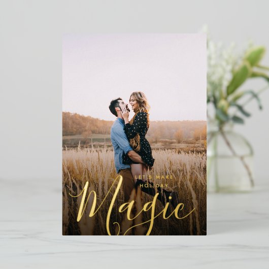 Holiday Magic Photo Gold Foil Kaart (Staand Voorkant)