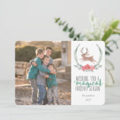 Holiday Magic | Woodland Jackalope-fotokaarten Feestdagenkaart (Staand voorkant)