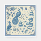 Holiday Mahjong Toile Napkins  Servet (Voorkant)