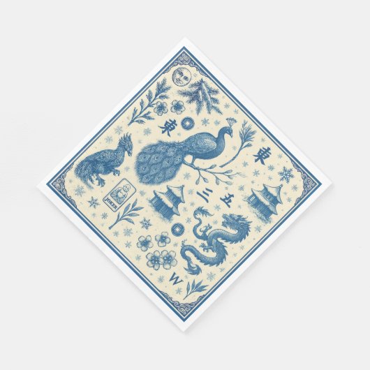 Holiday Mahjong Toile Napkins  Servet (Hoek)