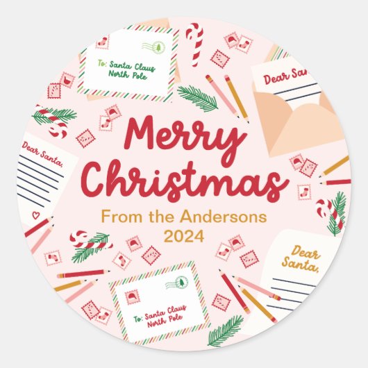 Holiday Mail & Letters to Santa - Vrolijk Kerstfee Ronde Sticker (Voorkant)
