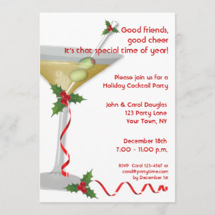 Holiday Martini Party Invitation Kaart