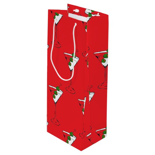 Holiday martini wine bag wijn cadeautas (Voorkant Gekanteld)