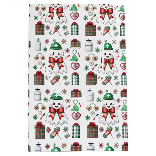 Holiday Medical with Stethoscope Christmas Nurse Medium Cadeauzakje (Voorkant)