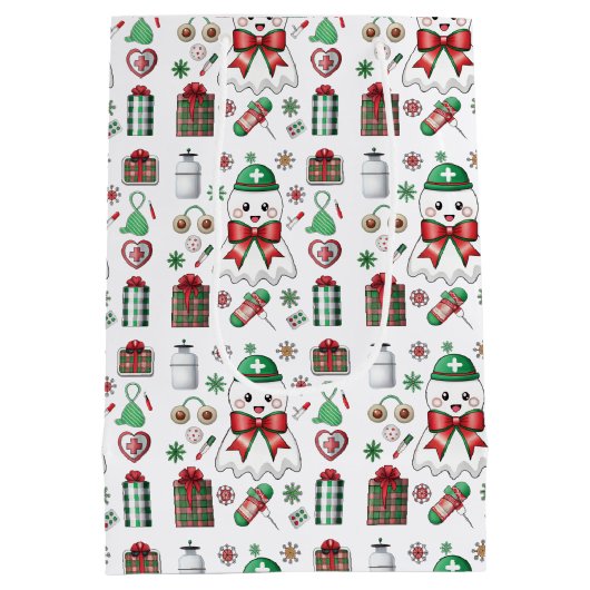 Holiday Medical with Stethoscope Christmas Nurse Medium Cadeauzakje (Achterkant)