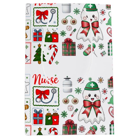 Holiday Medical with Stethoscope Christmas Nurse Medium Cadeauzakje (Voorkant)