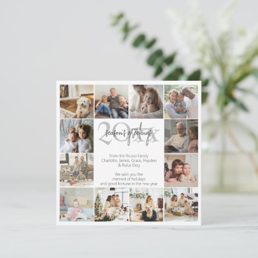 Holiday Memories 12 Fotosjabloon Kerstmis Feestdagenkaart (Staand voorkant)