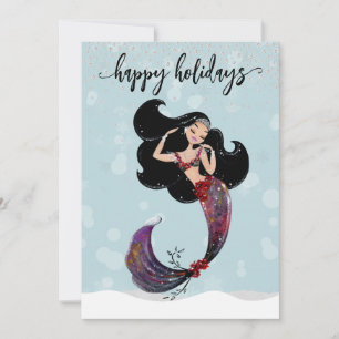 Holiday Mermaid kerstdiamant Bling Feestdagenkaart