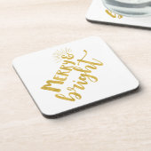 Holiday Merry en Bright Faux Gold Typografie Bier Onderzetter (Linkerzijde)