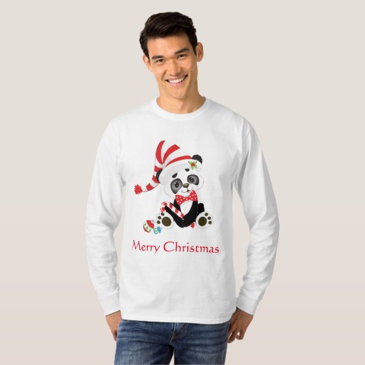 Holiday Merry Kerstpanda T-shirt (Voorkant volledig)