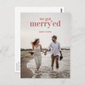 Holiday Merry We Married Eloped Pun aankondiging Briefkaart (Voorkant / Achterkant)