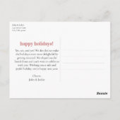 Holiday Merry We Married Eloped Pun aankondiging Briefkaart (Achterkant)