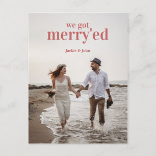 Holiday Merry We Married Eloped Pun aankondiging Briefkaart