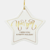 Holiday Message Photo Star Keramisch Ornament (Voorkant)