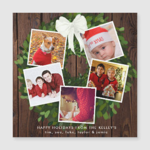 Holiday met 5 Photo Holiday Card Magnet