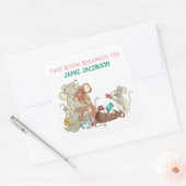 Holiday Mice Book behoort tot gepersonaliseerd Vierkante Sticker (Envelop)