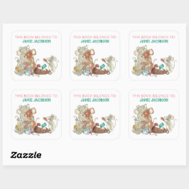 Holiday Mice Book behoort tot gepersonaliseerd Vierkante Sticker
