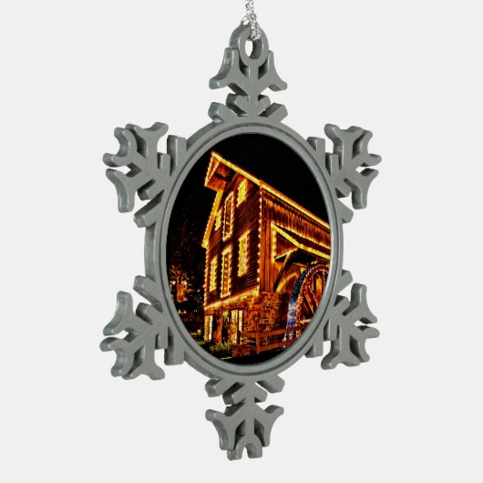 Holiday Mill snewflake pewter kerstversiering Tin Sneeuwvlok Ornament (Links)