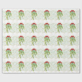 Holiday Mistletoe en Groene Stones Cadeaupapier (Vlak)
