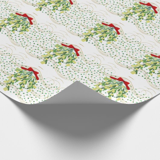 Holiday Mistletoe en Groene Stones Cadeaupapier (Hoek)