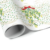 Holiday Mistletoe en Groene Stones Cadeaupapier (Rol Hoek)