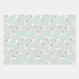 HOLIDAY MISTLETOE HOARTS SNOWFLAKES VAN GROEN EN W INPAKPAPIER VEL