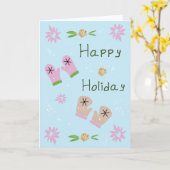 Holiday Mittens Kaart (Gele Bloem)