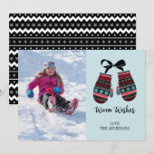 Holiday Mittens Warm Wast met kerstfotokaart Feestdagenkaart (Voorkant / Achterkant)