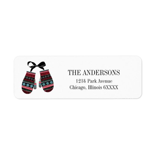 Holiday Mittens Warm Wish Address Label (Voorkant)
