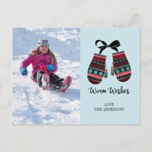 Holiday Mittens Warm Wishes Foto Briefkaart