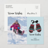 Holiday Mittens Warm Wishes Foto Briefkaart (Voorkant / Achterkant)