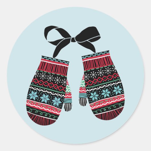 Holiday Mittens Warm Wishes Kerst sticker (Voorkant)
