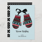 Holiday Mittens Warm Wishes kerstKaart (Voorkant / Achterkant)