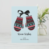 Holiday Mittens Warm Wishes kerstKaart (Staand voorkant)
