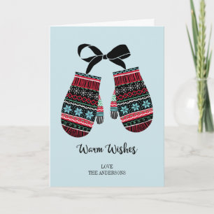 Holiday Mittens Warm Wishes Wenskaart Feestdagen Kaart