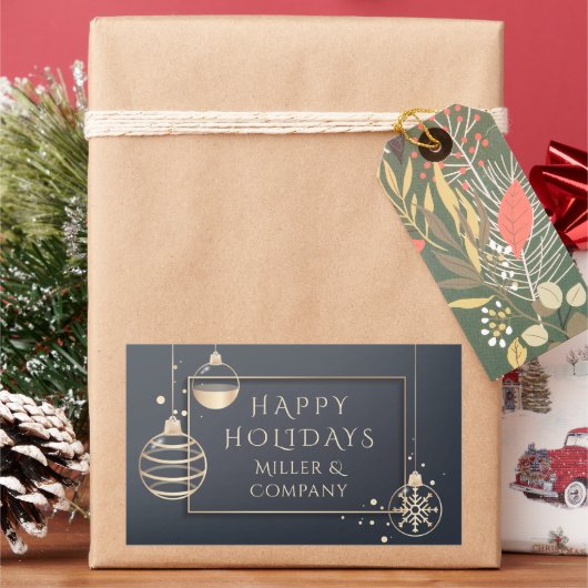 Holiday Modern Chic Corporate Kerstmis Rechthoekige Sticker (Feestdagen)