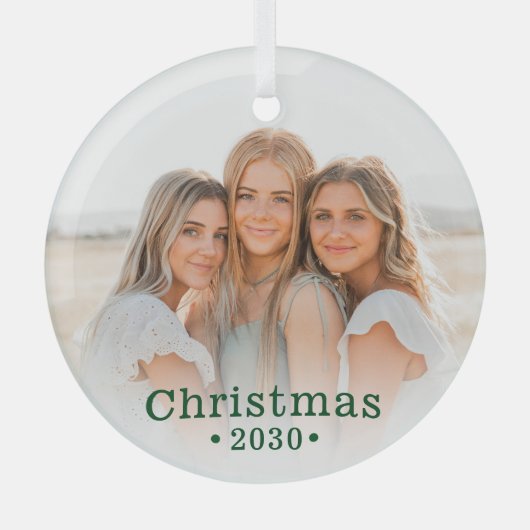 Holiday Moderne Familie Foto Glas Ornament (Voorkant)