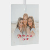 Holiday Moderne Familie Foto Glas Ornament (Voorkant Rechts)