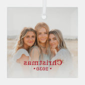 Holiday Moderne Familie Foto Glas Ornament (Achterkant)