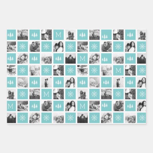 Holiday Monogram Foto Collage Inpakpapier Vel (Voorkant)