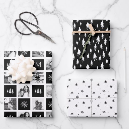Holiday Monogram Foto Collage Inpakpapier Vel (Voorkant)
