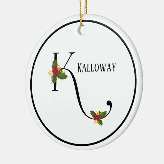 Holiday Monogram Letter K Personalized Keramisch Ornament (Links)