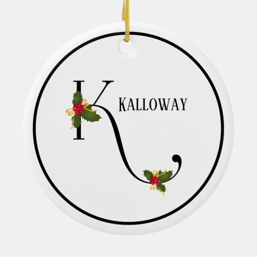Holiday Monogram Letter K Personalized Keramisch Ornament (Achterkant)