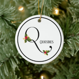 Holiday Monogram Letter Q Persoonlijk Keramisch Ornament