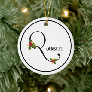 Holiday Monogram Letter Q Persoonlijk Keramisch Ornament
