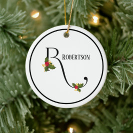 Holiday Monogram Letter R Persoonlijk Keramisch Ornament