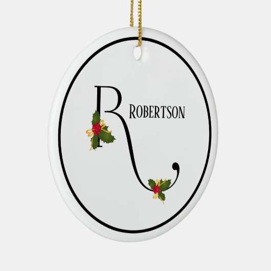 Holiday Monogram Letter R Persoonlijk Keramisch Ornament (Rechts)