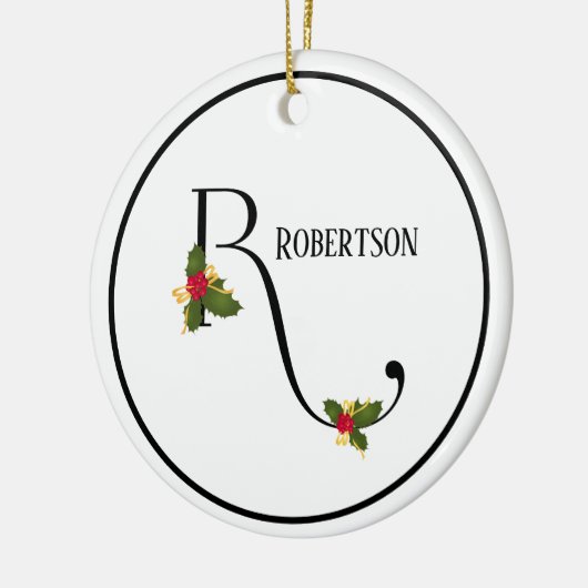 Holiday Monogram Letter R Persoonlijk Keramisch Ornament (Links)